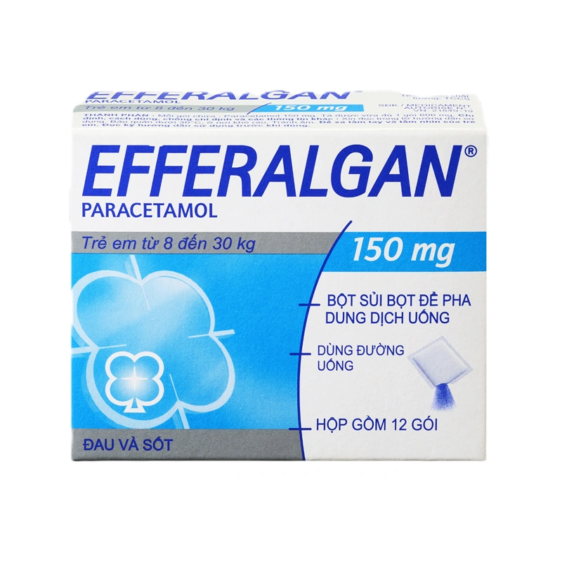 Bột sủi Efferalgan 150mg giảm đau từ nhẹ đến vừa, hạ sốt (12 gói x 0.606g) - 1